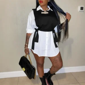 Block Shirt Dress