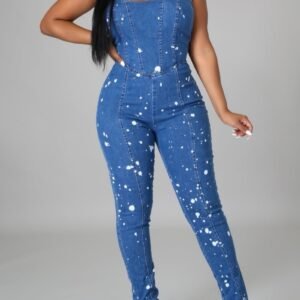 Spotted Denim Jumsuit