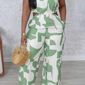 Green Pattern Jumpsuit